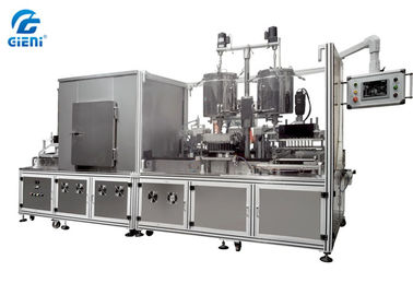 İyi bir fiyat. 20L Çift Tanklı Ruj Dolum Makinesi Soğutma Tüneli 14kw Güç çevrimiçi