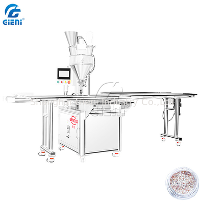 Kalite 900pcs / H PLC Kontrollü 25L Hazneli Kozmetik Gevşek Toz Dolum Makinesi fabrika